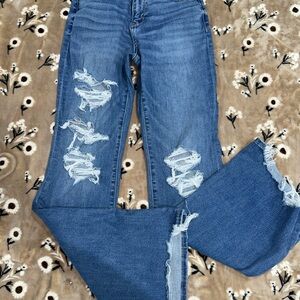 American Eagle Outfitters Blue Boot Cut Jeans with Distressing